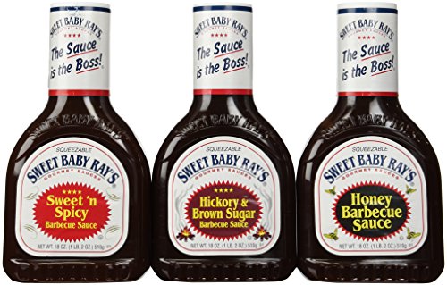 Sweet Baby Ray's Variety 3 Pack-Honey Barbecue Sauce-Hickory & Brown Sugar BBQ Sauce-Sweet 'n Spicy BBQ Sauce-18oz. bottles