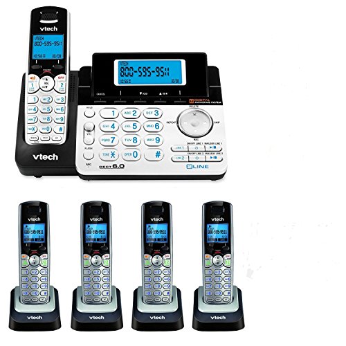 VTech DS6151 2-Line Expandable Cordless Phone with Digital Answering System and Caller ID with 4 Extra DS6101 Handsets