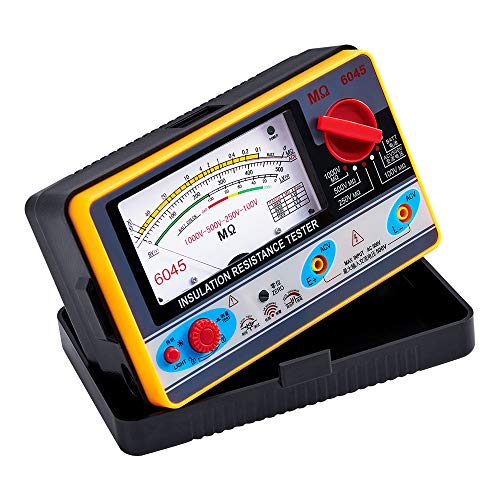 ELIKE Insulation Resistance Tester Megohm Meter Rated Test Voltage 100/250 / 500 / 1000V AC 500V, Dark Gray With Orange