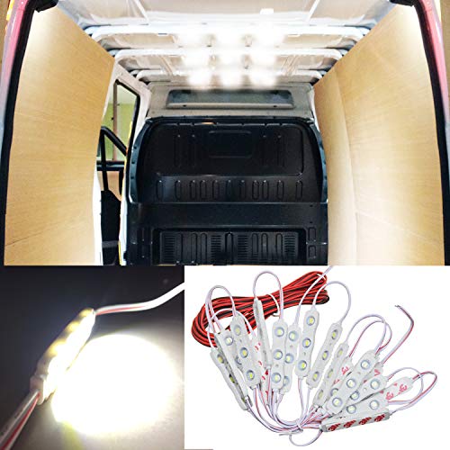 Ampper 12V 60 LEDs Van Interior Light Kits, Ceiling Lights Kit for Van RV Boats Caravans Trailers Lorries Sprinter Ducato Transit VW LWB (20 Modules, White)