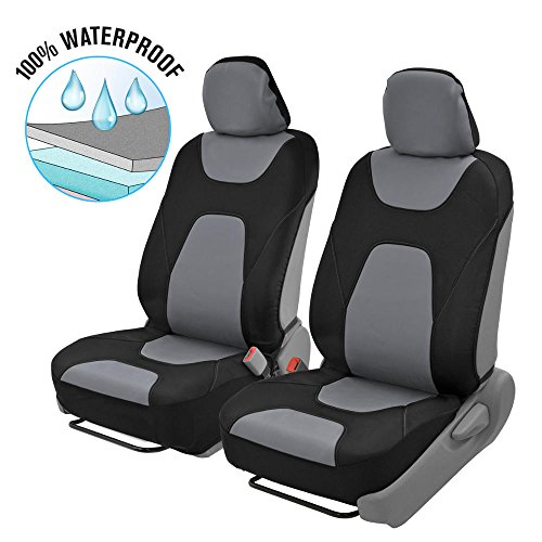 Motor Trend AquaShield Car Seat Covers, Front – 3 Layer Waterproof Neoprene Material with Modern Sideless Design, Universal Fit for Auto Truck Van SUV