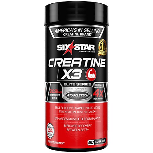 Creatine Pills - Mass Gainer | Six Star Elite | Creatine X3 Post Workout Recovery Pills | Creatine Monohydrate Blend | Muscle Recovery + Muscle Builder for Men & Women (60 Capsules)
