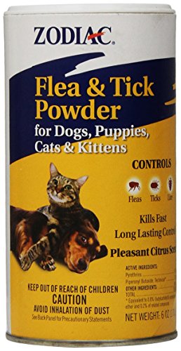 Zodiac Flea & Tick Powder for Dogs, Puppies, Cats, and Kittens, 6-ounce