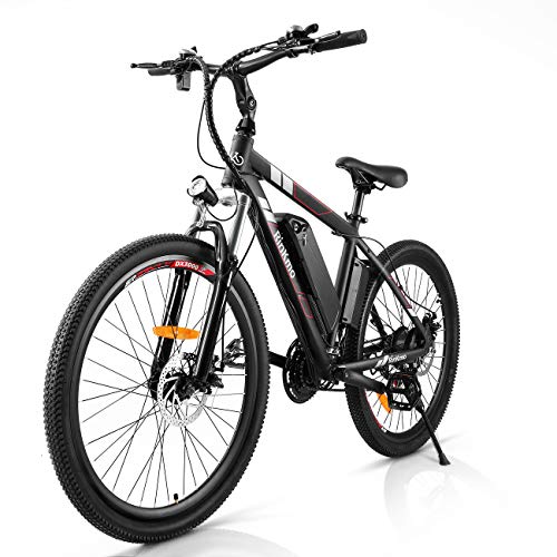 Rinkmo Electric Bike Adults Electric Mountain Bike 26in Power Assist Commuter Bicycle，20mph Ebike with Removable 10ah Battery, Professional 21 Speed Gears Disc Brakes Aluminum Bike