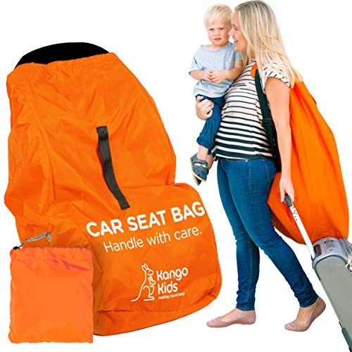 KangoKids Car Seat Travel Bag - Waterproof Carseat, Booster, Backpack Cover - Easy Carry Gate Check Bag for Airport - Extra Large, Durable Carrier with Handle and Adjustable, Padded Straps