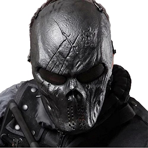 Tactical Mask Skull Full Face with Metal Mesh Eye Protection-Airsoft/BB Gun/CS Game-Zombie Masks Heads Scary for Cosplay Party Halloween Tricky Man&Women
