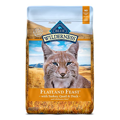 Blue Buffalo Wilderness High Protein, Natural Adult Dry Cat Food, Flatland Feast With Turkey, Quail & Duck 10lb