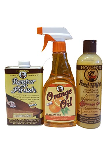 Howard Complete Wood Restoration Kit, Clean, Protect, and Restore Wood Finishes, Wood Antiques, Kitchen Cabinets, Wood Furniture (Cherry)