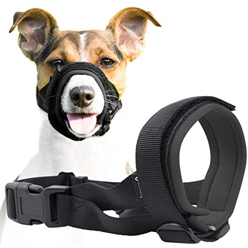 Gentle Muzzle Guard for Dogs - Prevents Biting and Unwanted Chewing Safely Secure Comfort Fit - Soft Neoprene Padding – No More Chafing – Training Guide Helps Build Bonds with Pet (XL, Grey)