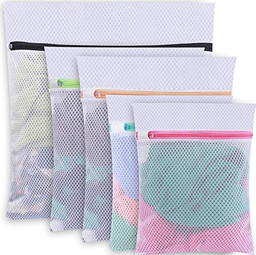 BAGAIL Set of 5 Mesh Laundry Bags for Blouse,Hosiery,Underwear,Sweaters,etc. Premium Laundry Bags for Travel Storage Organization (5 Set)