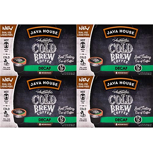 Java House Cold Brew Coffee Concentrate Single Serve Liquid Pods - 1.35 Fluid Ounces Each (Decaf, 48 Count)