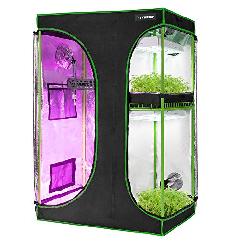 VIVOSUN 2-in-1 36”x24”x53” Mylar Reflective Grow Tent for Indoor Hydroponic Growing System