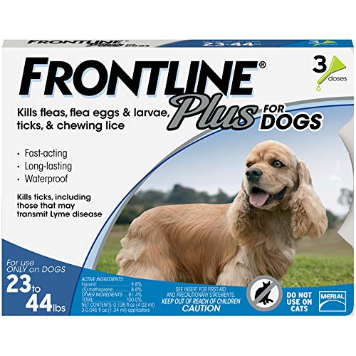 FRONTLINE Plus Flea and Tick Treatment for Dogs (Medium Dog, 23-44 Pounds, 3 Doses)