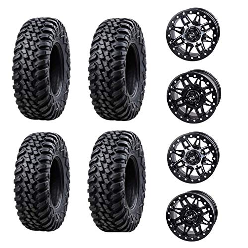 Bundle Kit - Four 30X10-15 TUSK TERRABITES mounted on TUSK WASATCH BEADLOCK WHEELS - QUANTITY of 4 Each - 4/156 Bolt Pattern - TEXTRON WILDCAT XX 2018 (Matte/Black)