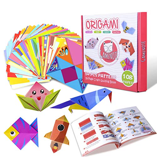 Gamenote Colorful Kids Origami Kit 118 Double Sided Vivid Origami Papers 54 Origami Projects 55 Pages Instructional Origami Book Origami for Kids Adults Beginners Trainning and School Craft Lessons