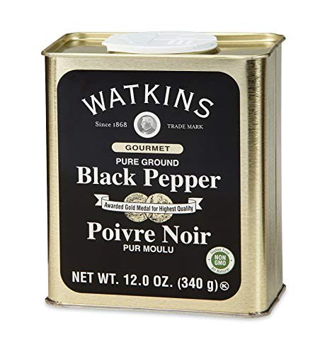 Watkins Gourmet Spice Tin, Pure Ground Black Pepper, 12 oz. Tin, 1 Count