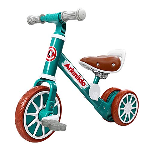 Arkmiido 2 in 1 Kids Balance Bike with Detachable Pedals, Baby Trike/Tricycle, Toddlers Walking Bicycle for 2Years to 4 Years Old Boys and Girls Indoor Outdoor (Green)