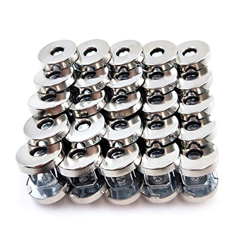 Aligle 50 Sets Magnetic Purse Snap Clasps Button/Great for Closure Purse Handbag Clothes Sewing Craft Silver 14mm