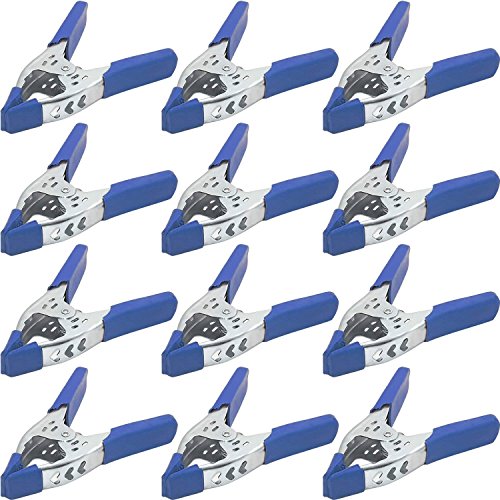 Lot of 12-6' inch Spring Clamp Large Super Heavy Duty Spring Metal Blue - 3 inch Jaw Opening