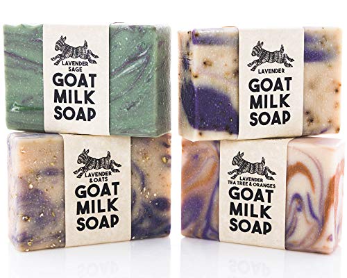 Lavender Variety Pack ~ Creamy Goats Milk Soap | All Natural Ingredients | Lavender, Lavender & Oats, Lavender Sage & Lavender, Tea Tree & Orange | SLS, BPA & Paraben Free! Handmade in the USA!