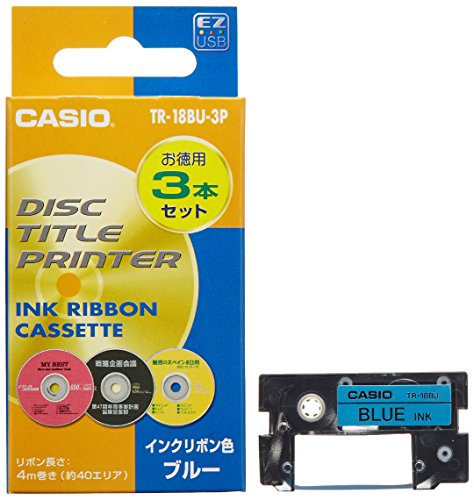 Entering three CASIO Casio DISC title printer for printing ink ribbon cassette TR-18BU-3P Blue (japan import)