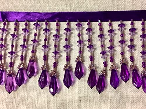 3' Crystal Beaded Fringe Trim CBF-19/29-27 Purple & Lilac (Sold by The Yard)