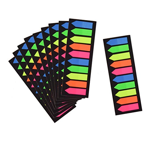 Morepack 2000 Count Neon Color Tape Flag, Page Markers,Index Tab Flags,Sticker Note, Fluorescent,10Pack,2000 Pages Count (Type 3)