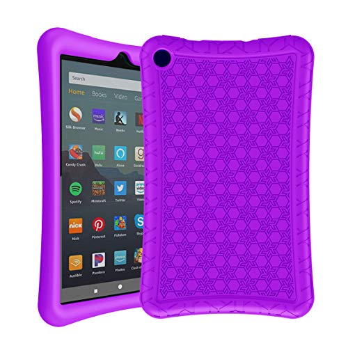 AVAWO Silicone Case for Amazon Fire 7 Tablet with Alexa (7th & 9th Generation, 2017 & 2019 Release - Anti Slip Shockproof Silm Light Weight Protective Cover, Purple
