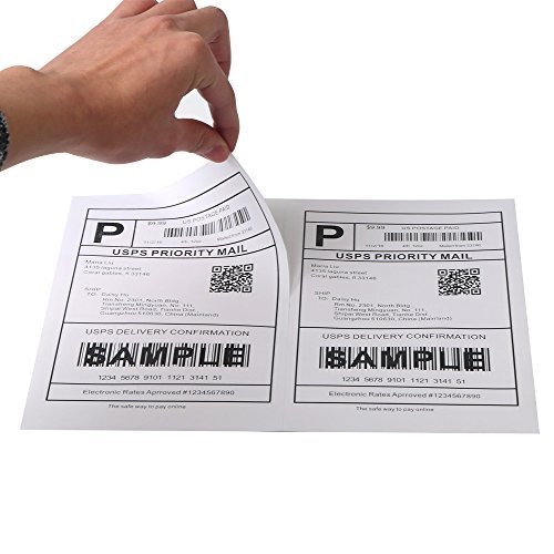 [100 Sheets; 200 Labels] Half Sheet Self Adhesive Shipping Labels for Laser & Inkjet Printers, 5-1/2' X 8-1/2'