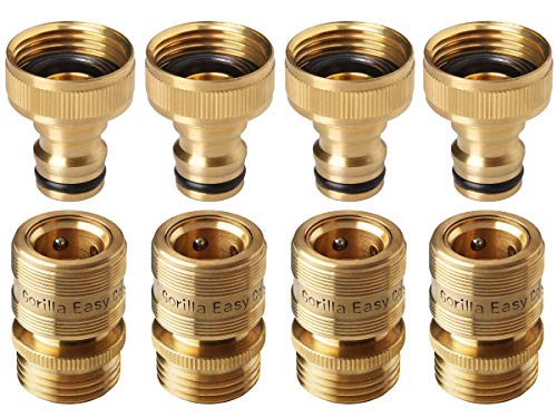 GORILLA EASY CONNECT Garden Hose Quick Connect Fittings. ¾ Inch GHT Solid Brass.