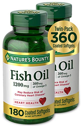Fish Oil by Nature's Bounty, Dietary Supplement, Omega-3, Supports Heart Health, 1200 mg Twin Packs, 360 Rapid Release Liquid Softgels