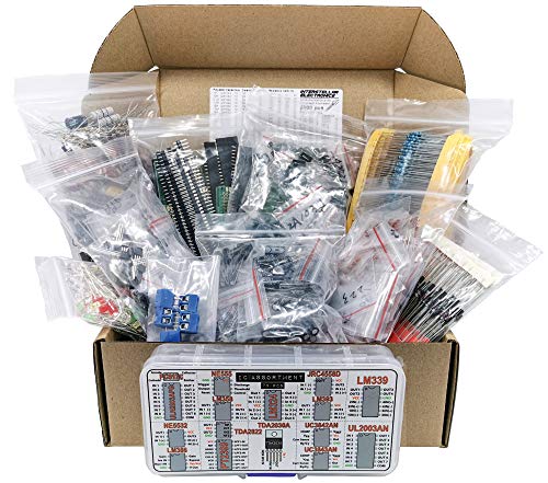 Interstellar Electronics Components Assortment Kit, Grab Bag, IC, Opamp,Resistors, Polyester Capacitors, LED, PCB, Diodes, Transistors, 2000 pcs