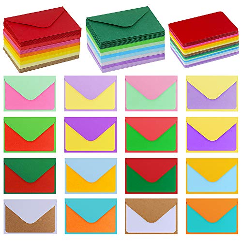 Supla 160 Sets Colorful Mini Envelopes with Blank Business Cards 16 Colors Small Notecards Quick Thank You Note Lunchbox Note Gift Note Cards Tiny Love Notes Envelopes Bulk Mini Stationery Set