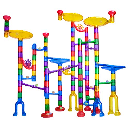Meland Marble Run - 122Pcs Marble Maze Game Building Toy for Kid, Marble Track Race Set&STEM Learning Toy Gift for Boy Girl Age 4 5 6 7 8 9+ (102 Translucent Marbulous Pcs & 20 Glass Marbles)