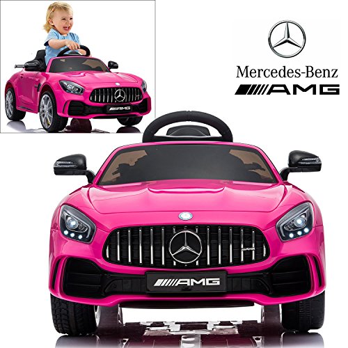 Mercedes Benz AMG GTR Electric Ride On Car with Remote Control for Kids | 12V Power Battery Official Licensed Kid Car to Drive with 2.4G Radio Parental Control Opening Doors Pink