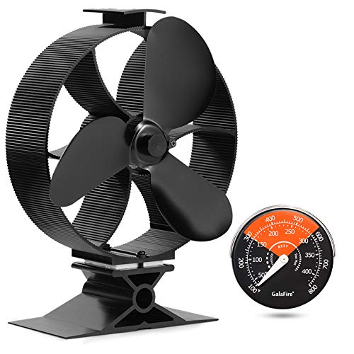 GALAFIRE [ 2 Years ] Large Airflow Heat Powered Log Burner Wood Stove Fan Eco Fan with Fireplace Accessories Magnetic Stove Thermometer