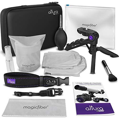 Altura Photo Essential Camera Accessories Bundle - Photography Accessories Kit for Canon Nikon Sony DSLR and Mirrorless Cameras Includes Camera Strap, Tripod, Lens Pouches and Cleaning Kit