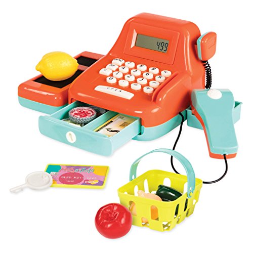 Battat B. Toys Cash Register Toy Playset – Pretend Play Kids Calculator Cash Register with Accessories for 3+ (26-Pieces)