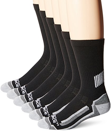 Carhartt Men's Force Performance Work Crew Socks (3/6 Packs), Black (6 Pack), Shoe Size: 6-12