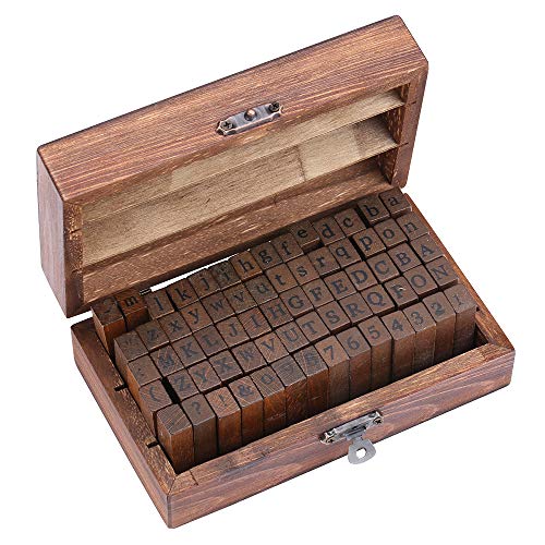 Estone 70pcs/set Wooden Box multipurpose Number Alphabet Letter Wood Rubber Stamp New