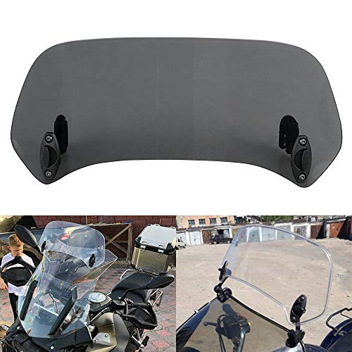 XMMT Motorcycle Smoke Adjustable Windshield Extension Spoiler Deflector Clip On for Honda Suzuki Kawasaki Yamaha BMW Harley Buell Triumph Ducati Aprilia Universal Motorcycle Windshield