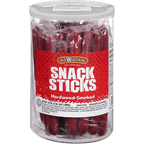 Old Wisconsin Beef Sausage Snack Sticks, Naturally Smoked, Ready to Eat, High Protein, Low Carb, Keto, Gluten Free, 24 Ounce Jar