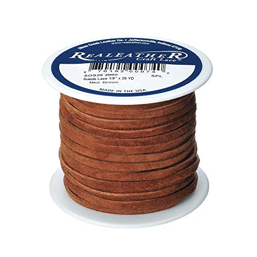 Realeather Suede Lace, 1/8' x 25 yd, Medium Brown