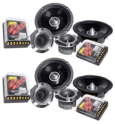 2 Pairs Rockville X6.5C Competition 6.5' 1000 Watt Component Car Audio Speakers