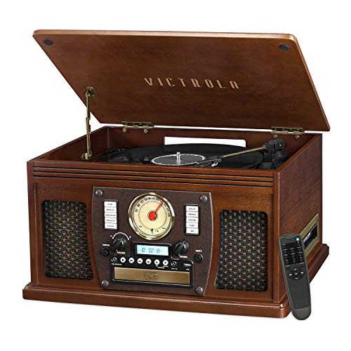 Victrola Navigator 8-in-1 Bluetooth Record Player & Multimedia Center with Built-in Stereo Speakers - 3-Speed Turntable, Vinyl to MP3 Recording | Wireless Music Streaming | Espresso
