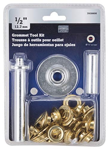 Edward Tools Grommet Kit 1/2” - Heavy Duty Brass Eyelet Grommets for Tarps, Fabric, Tent - Grommet Tools - Hole Punch, Setting Tool, Anvil - Stronger Rustproof Brass Metal Grommets - Tarp Repair Kit