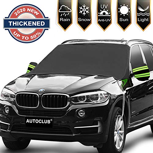 AUTOCLUB Car Windshield Snow Cover,3-Layer Protection&Double Side Design,Snow, Ice, Frost,UV Full Protection,Extra Large & Thick Fit for Most Vehicle(87'x50') (Windshield)