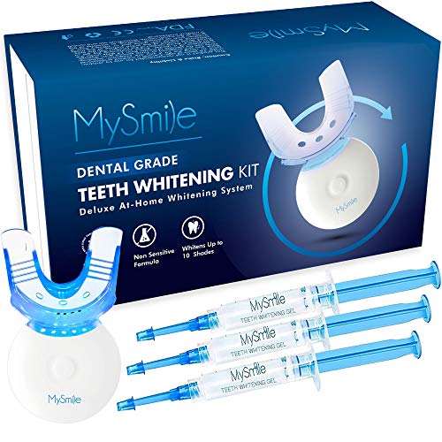 Teeth Whitening Kit with LED Light, 10 Minute Fast-Result Teeth Whitening Light, Carbamide Peroxide Teeth Whitener with 3 Non-Sensitive Teeth Whitening Gel to Removes Teeth Stain, Mouth Tray Included