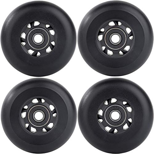 AOWESM Inline Skate Wheels 85A Gripper Asphalt Outdoor Inline Roller Hockey Replacement Wheels with Bearings ABEC-9 (4-Pack) (Black, 72mm)