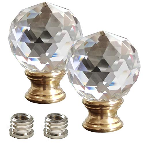 INVESCH 2-Pack Clear Faceted Crystal Lamp Finial
